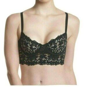 DKNY Classic Lace Longline Demi Bra 32B Black New
